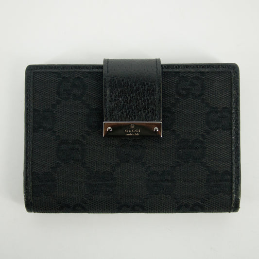 Gucci Black GG Canvas x Leather Compact Wallet #2643