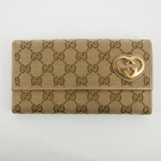 Gucci Brown Lovely Heart GG Canvas Long Wallet  #2646