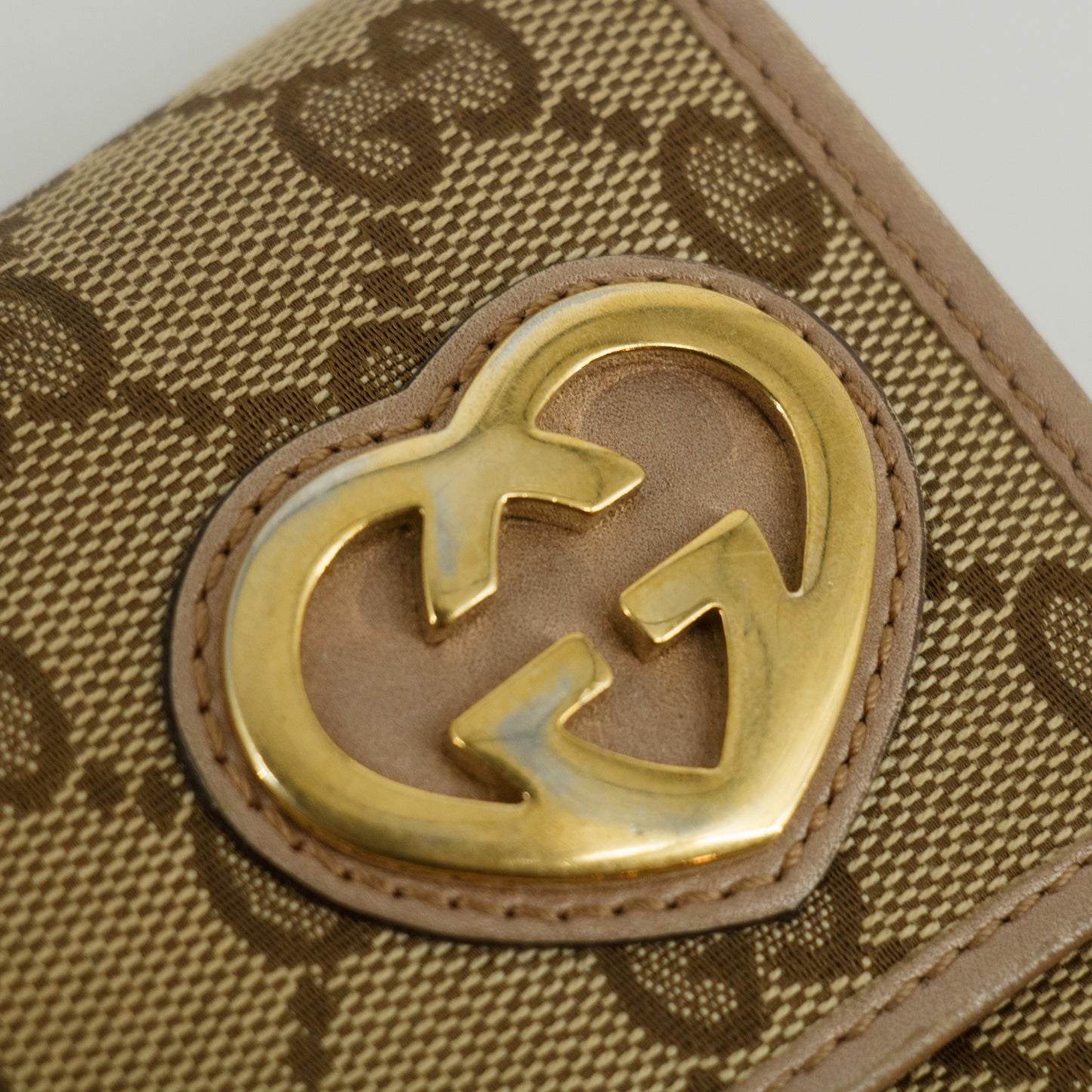 Gucci Brown Lovely Heart GG Canvas Long Wallet  #2646