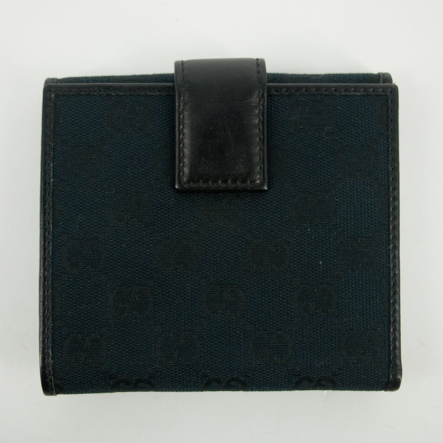 Gucci Black GG Canvas x Leather Compact Wallet #2647