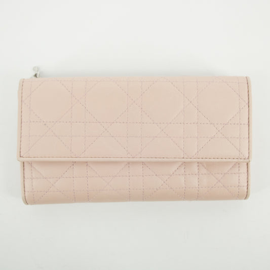 Christian Dior Pink Cannage Leather Long Wallet #2648