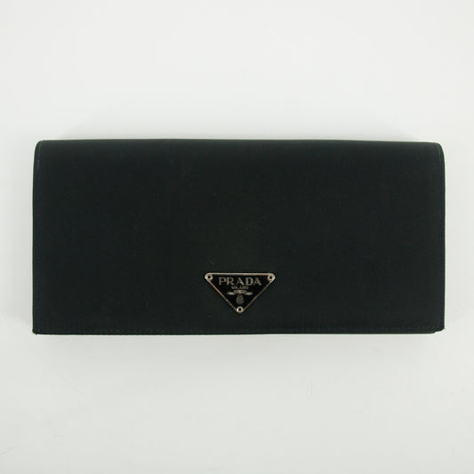 Prada Black Tessuto Nylon Long Wallet  #2649