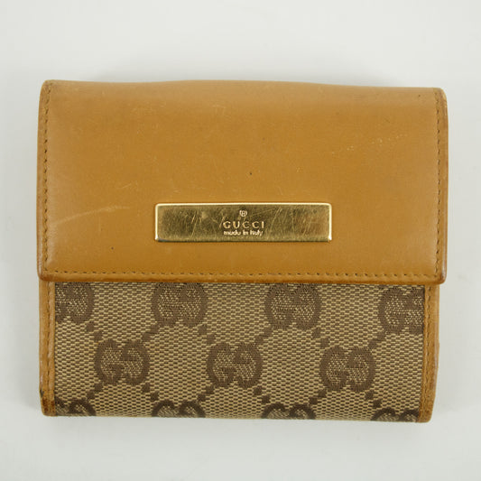 Gucci Brown GG Canvas x Leather Compact Wallet #2652