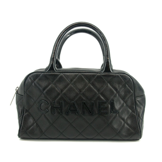 Chanel Caviar Skin Logo Matlasse Mini Bowling Bag 6 Series #2687