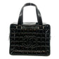 Chanel Chocolate Bar Black Patent Bowling Bag  #2710