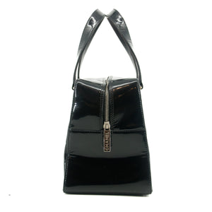 Chanel Chocolate Bar Black Patent Bowling Bag  #2710