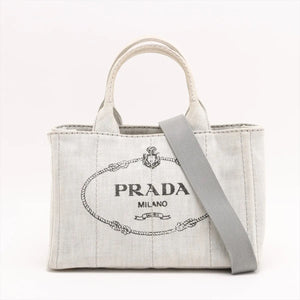 Prada Ivory Canapa Canvas Tote