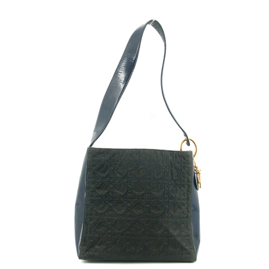 Christian Dior Cannage Quilted Blue Shoulder Bag #2742