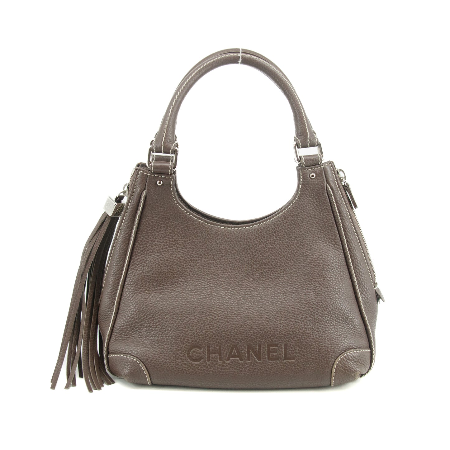 Chanel LAX Grained Leather Tassel Handle Bag Grey 8 Series #2820