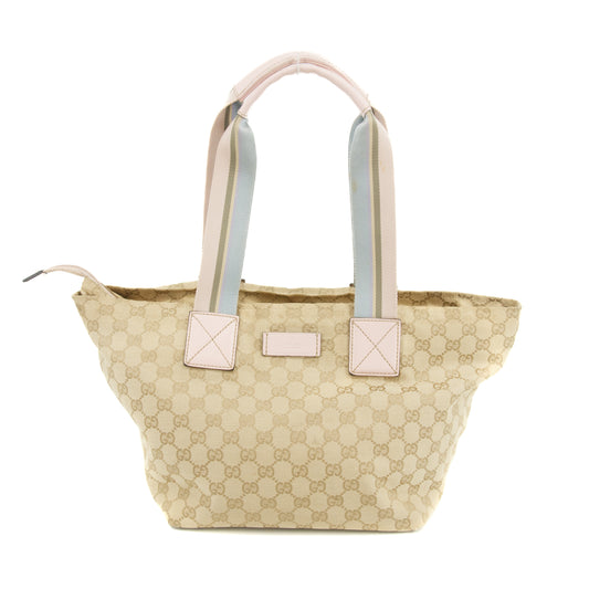 Gucci GG Canvas Neutrals Tote Bag Pink Shoulder Strap #2844