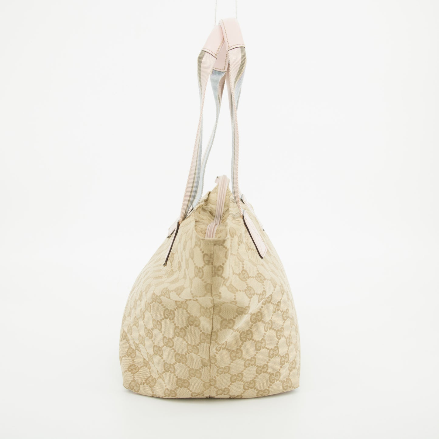 Gucci GG Canvas Neutrals Tote Bag Pink Shoulder Strap #2844