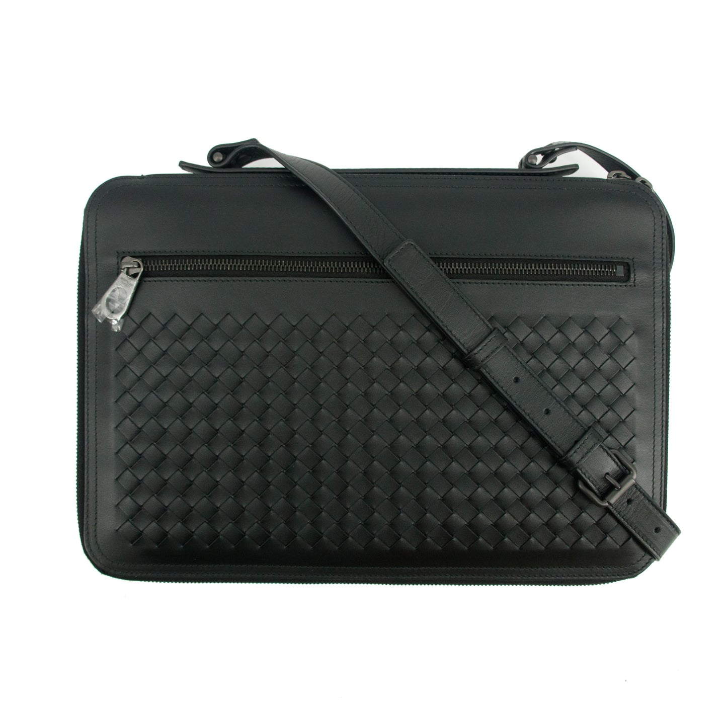 Bottega Veneta Intrecciato Black Zip Around Breifcase Bag #2866