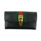 Gucci Black Sherry Line Leather Sylvie Long Wallet #2940