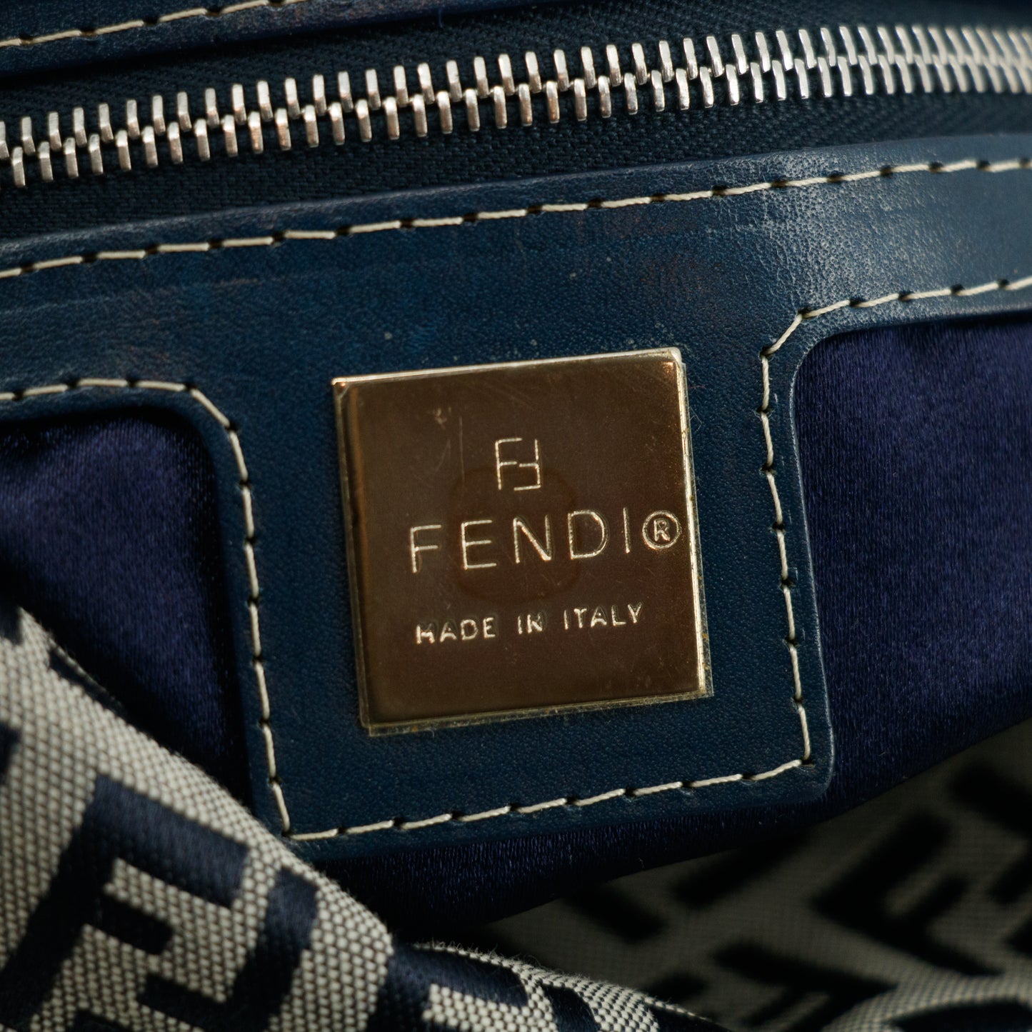 Fendi FF Zucchino Blue Bucket Shoulder Bag #3001