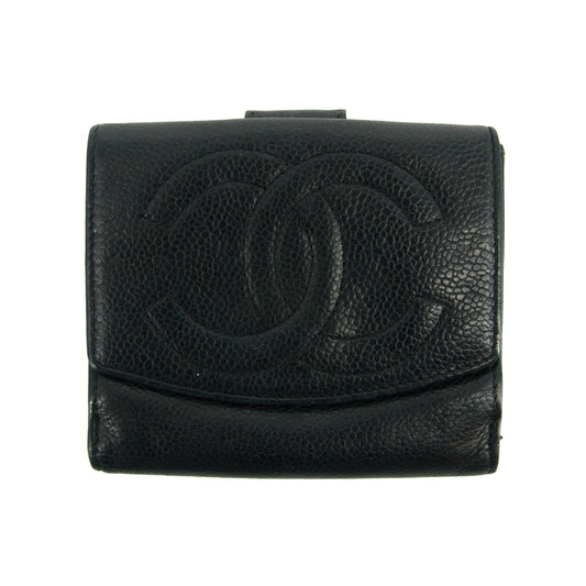 Chanel CC Black Caviar Timeless Compact Wallet #3004