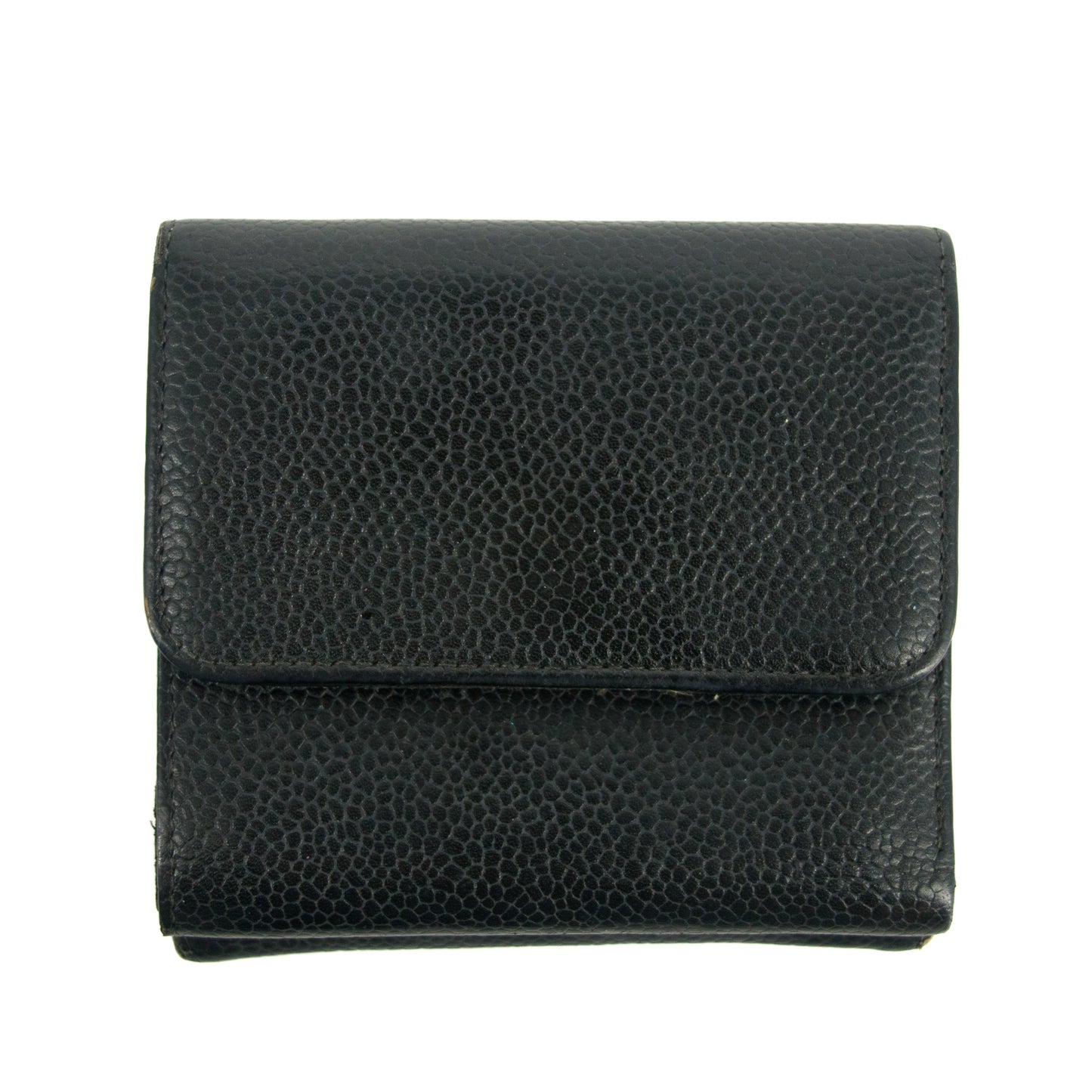 Chanel CC Timeless Black Caviar Compact Wallet #3005