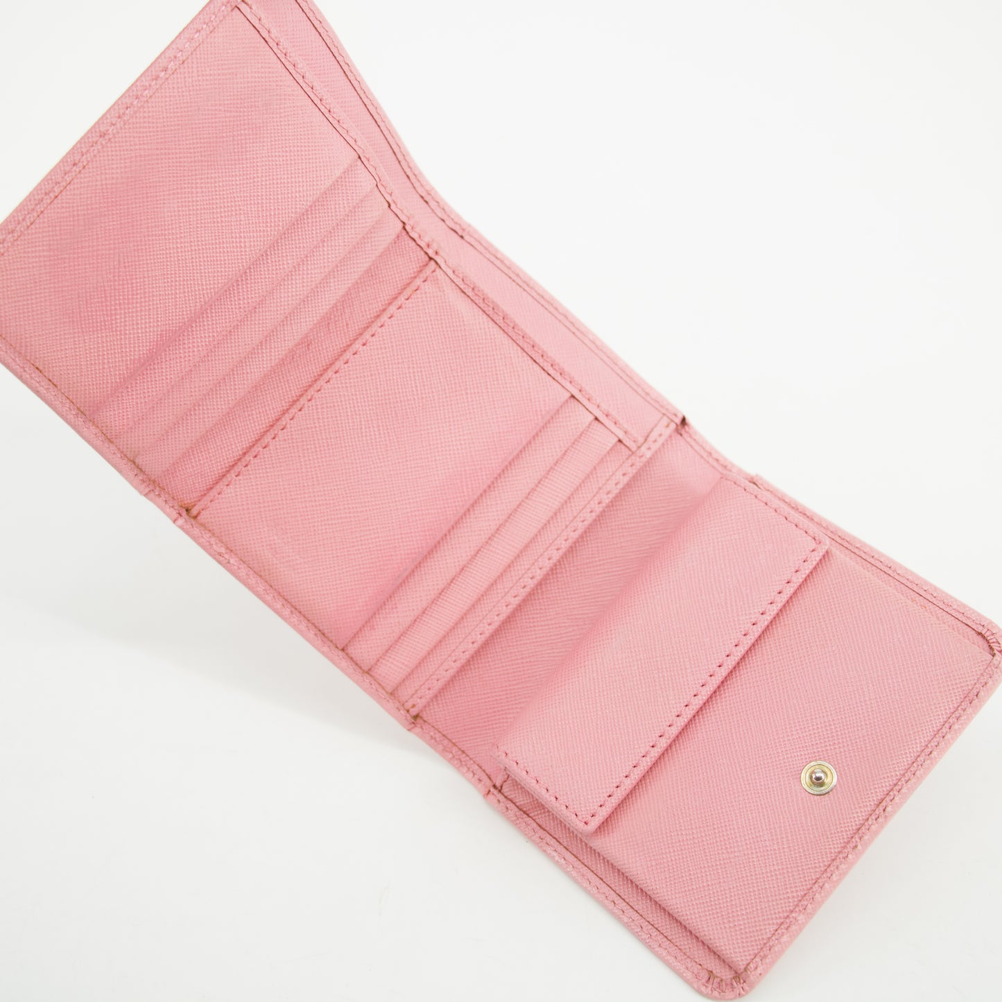 Prada Pink Saffiano Leather Compact Wallet #3010