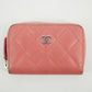 Chanel CC Lambskin Quilted Pink Compact Zip Wallet #3011