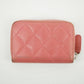 Chanel CC Lambskin Quilted Pink Compact Zip Wallet #3011