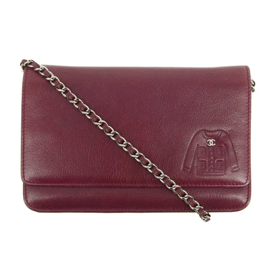 Chanel CC Magenta Leather Wallet on Chain #3015