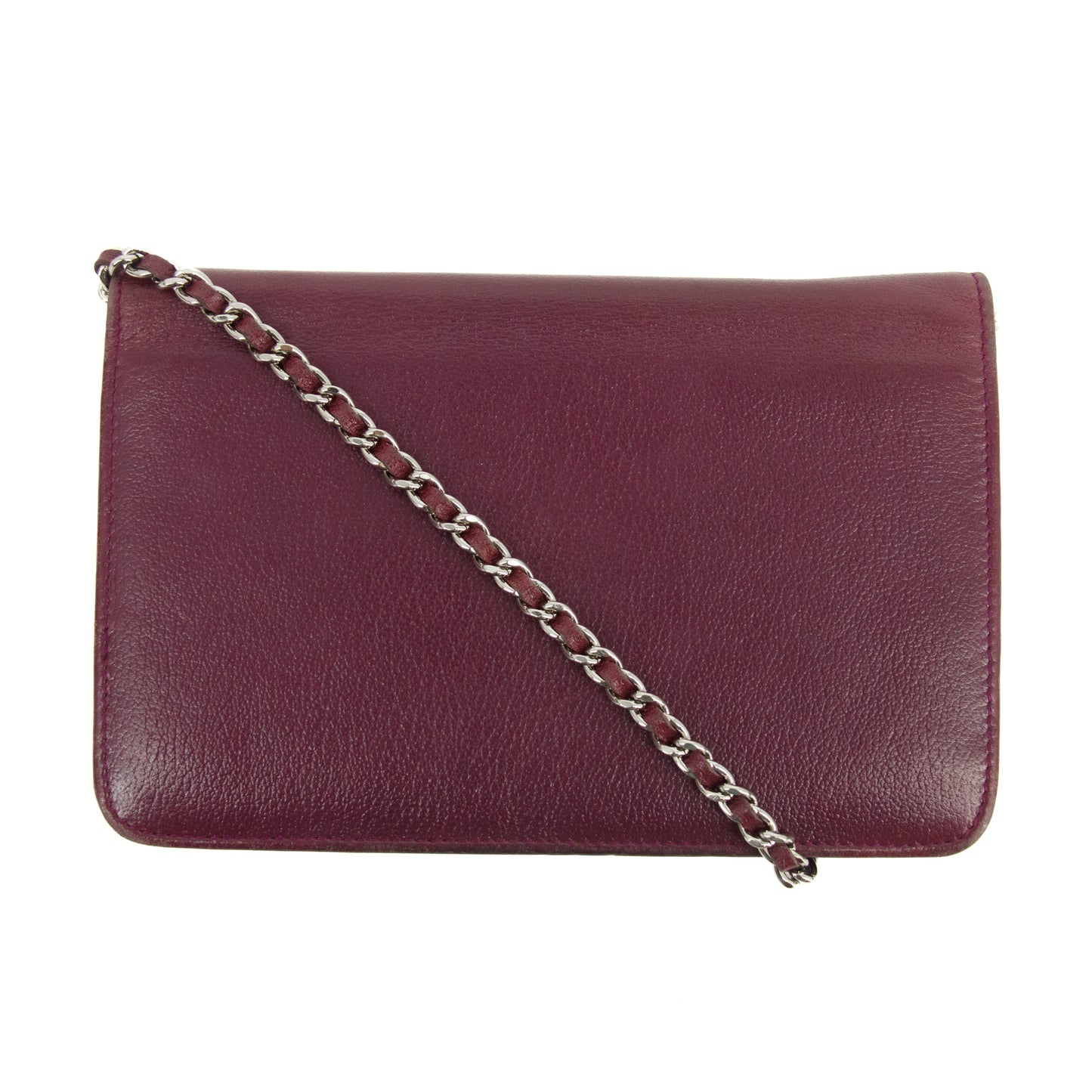 Chanel CC Magenta Leather Wallet on Chain #3015