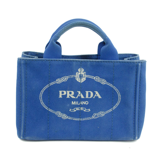 Prada Canvas Canapa Logo Tote Blue Small #3052