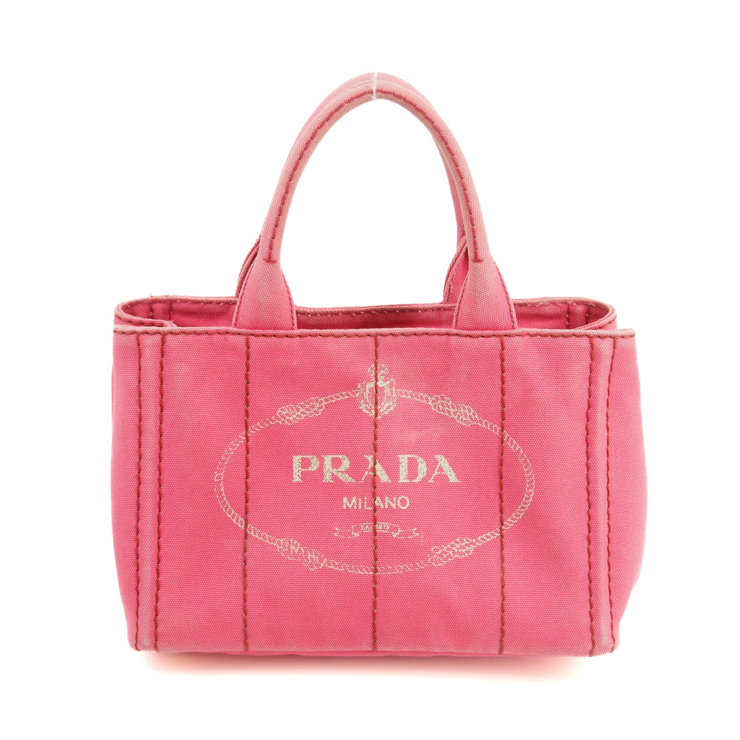 Prada 2Way Canvas Canapa Logo Tote Pink Small #3053