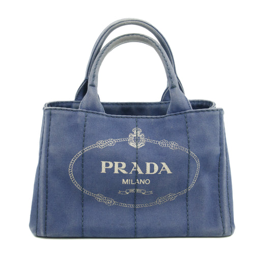 Prada Canvas Canapa Logo Tote Navy Blue Small #3054