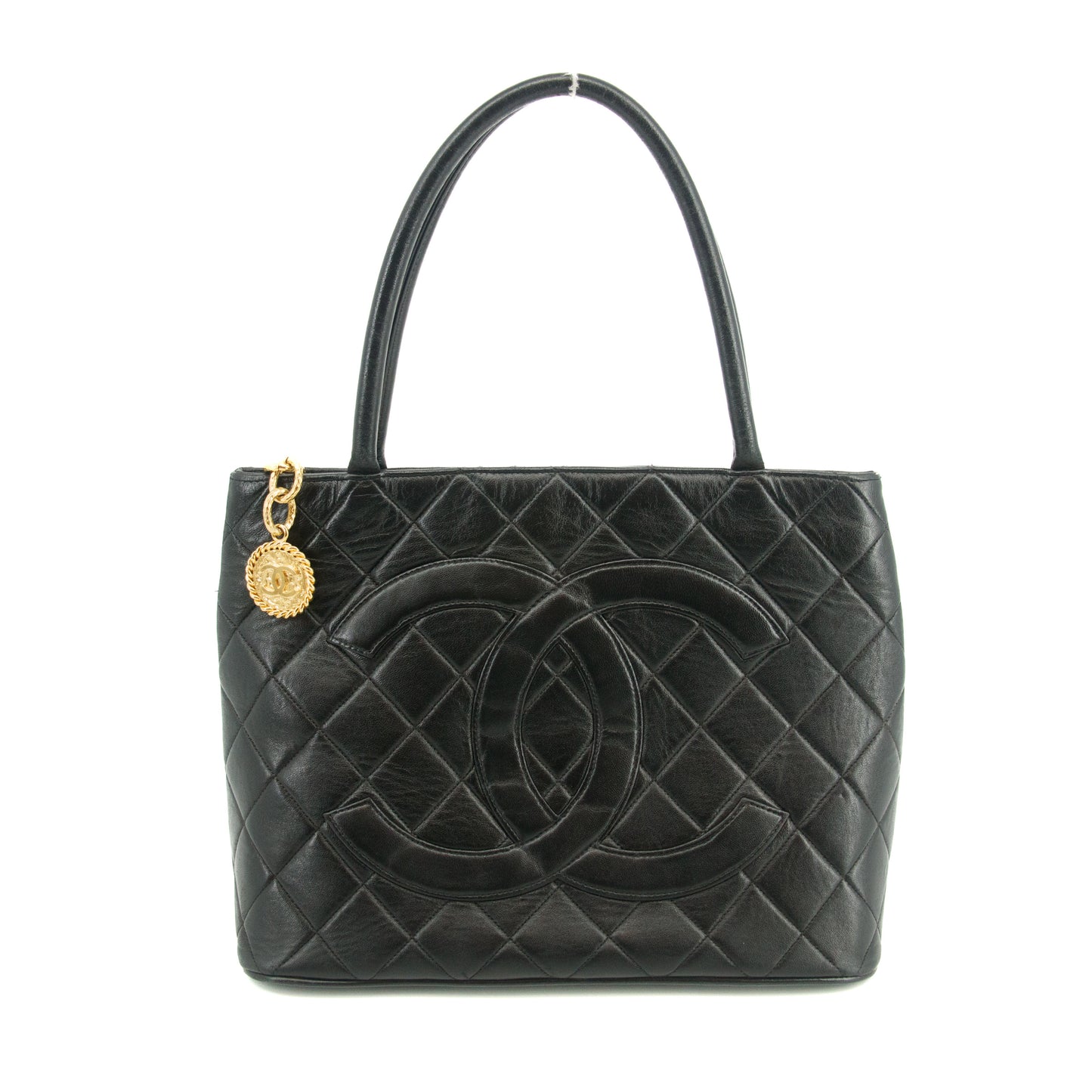 Chanel Matelasse Lambskin Black Medallion Reprint Tote Bag 6 Series #3056