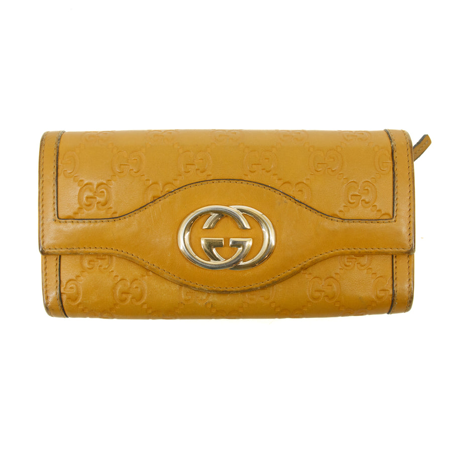 Gucci GG Interlocking Leather Brown Wallet #3069