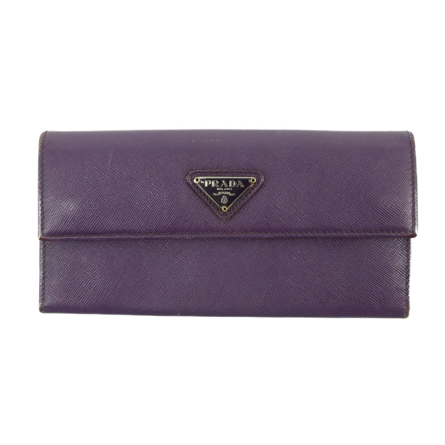 Prada Saffiano Leather Purple Long Wallet  #3082
