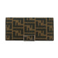 Fendi Zucca FF Canvas Clip Long Wallet Brown #3116