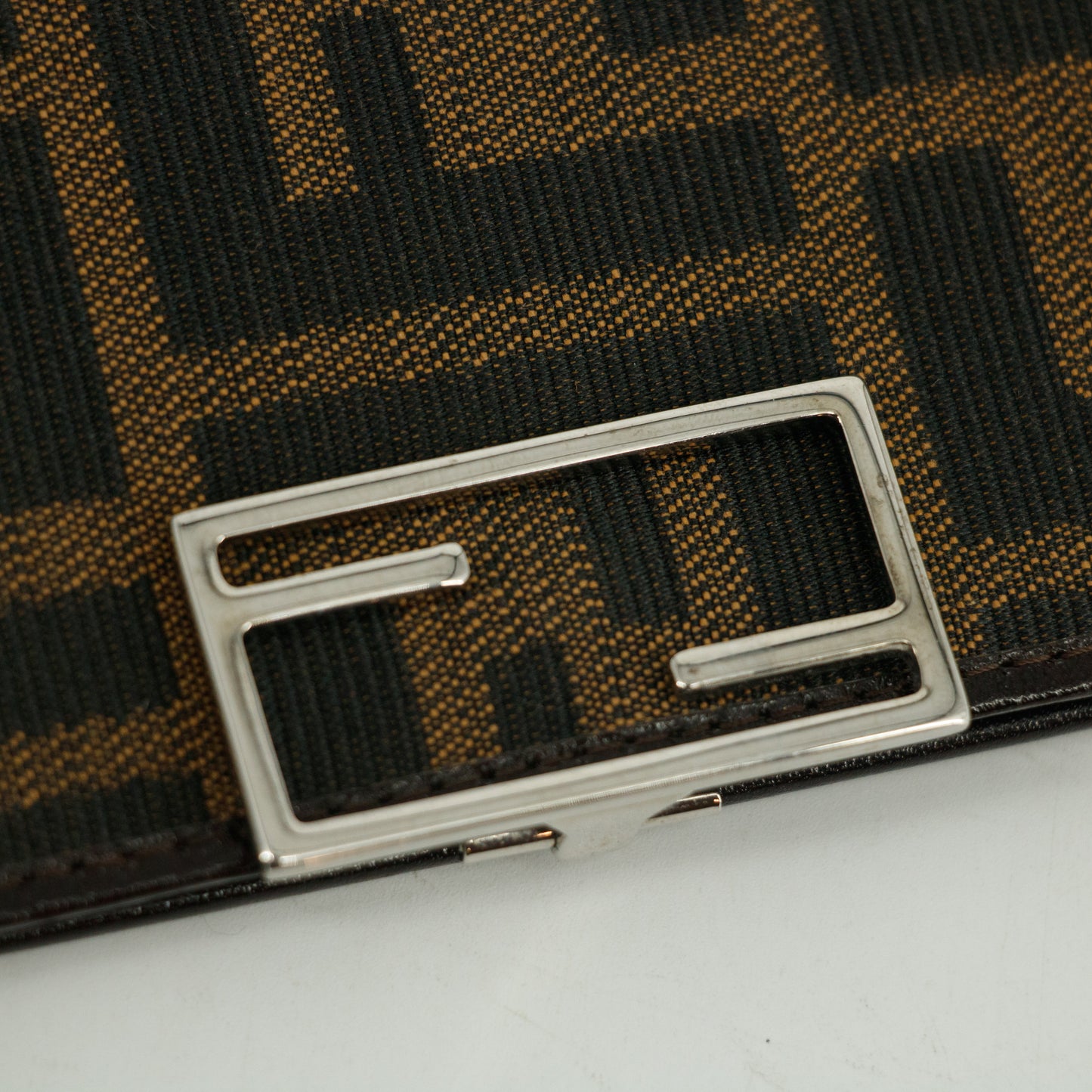 Fendi Zucca FF Canvas Clip Long Wallet Brown #3116