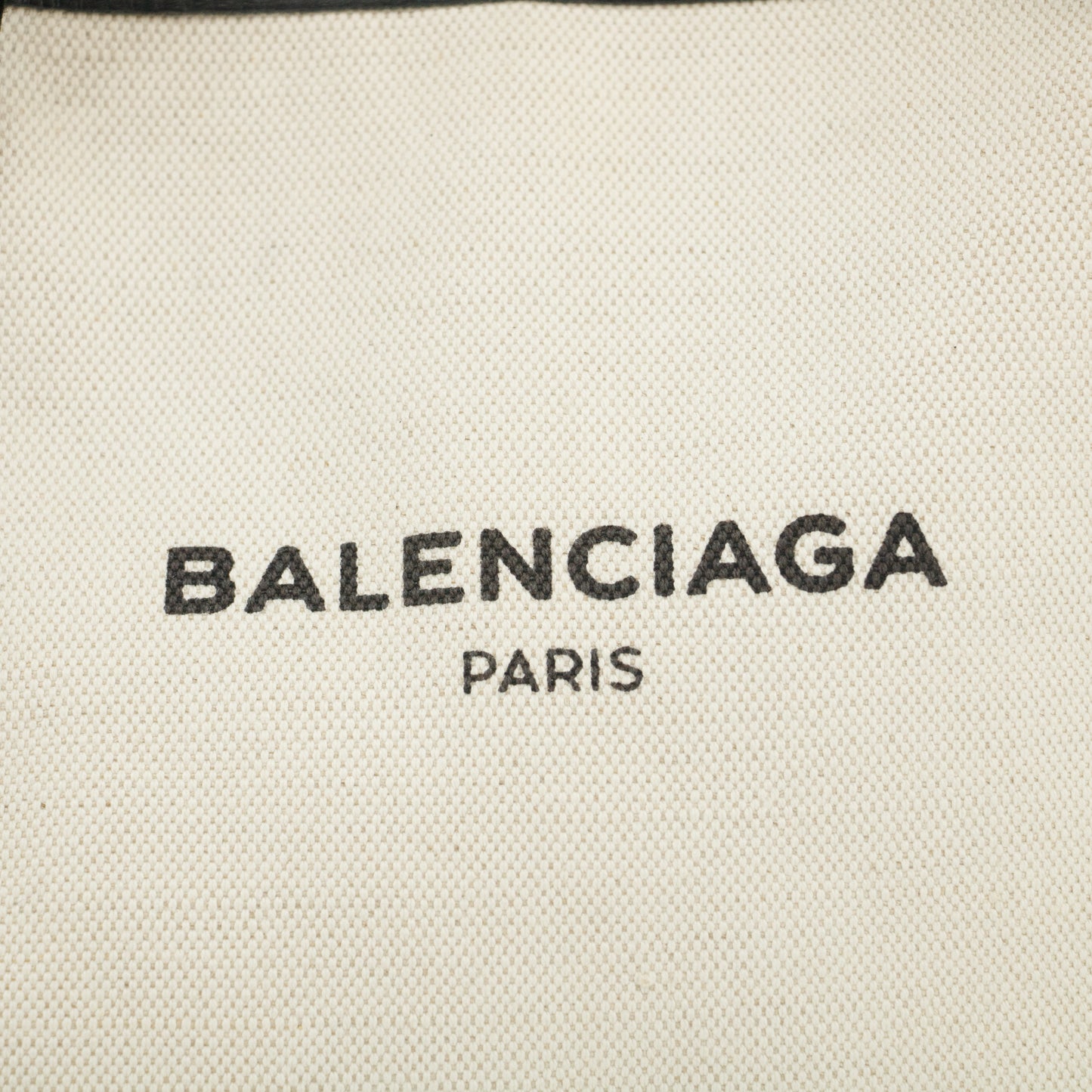 Balenciaga Logo White / Black Canvas Cabas Tote Bag-#3163