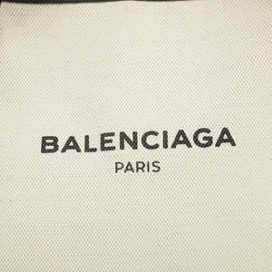 Balenciaga Logo White / Black Canvas Cabas Tote Bag-#3163