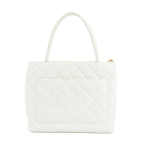 Chanel Caviar Skin Reprint Medallion Tote Bag White 4 Series #3174