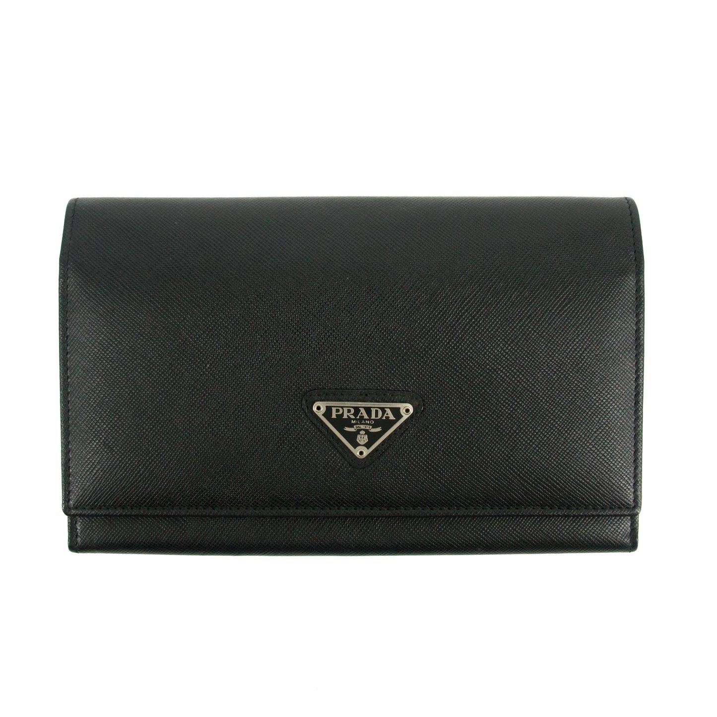 Prada Saffiano Leather Black Continental Long Wallet #3228