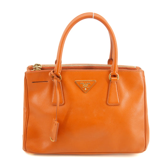 Prada Saffiano Vitello Orange Galleria 2Way Tote Bag #3231