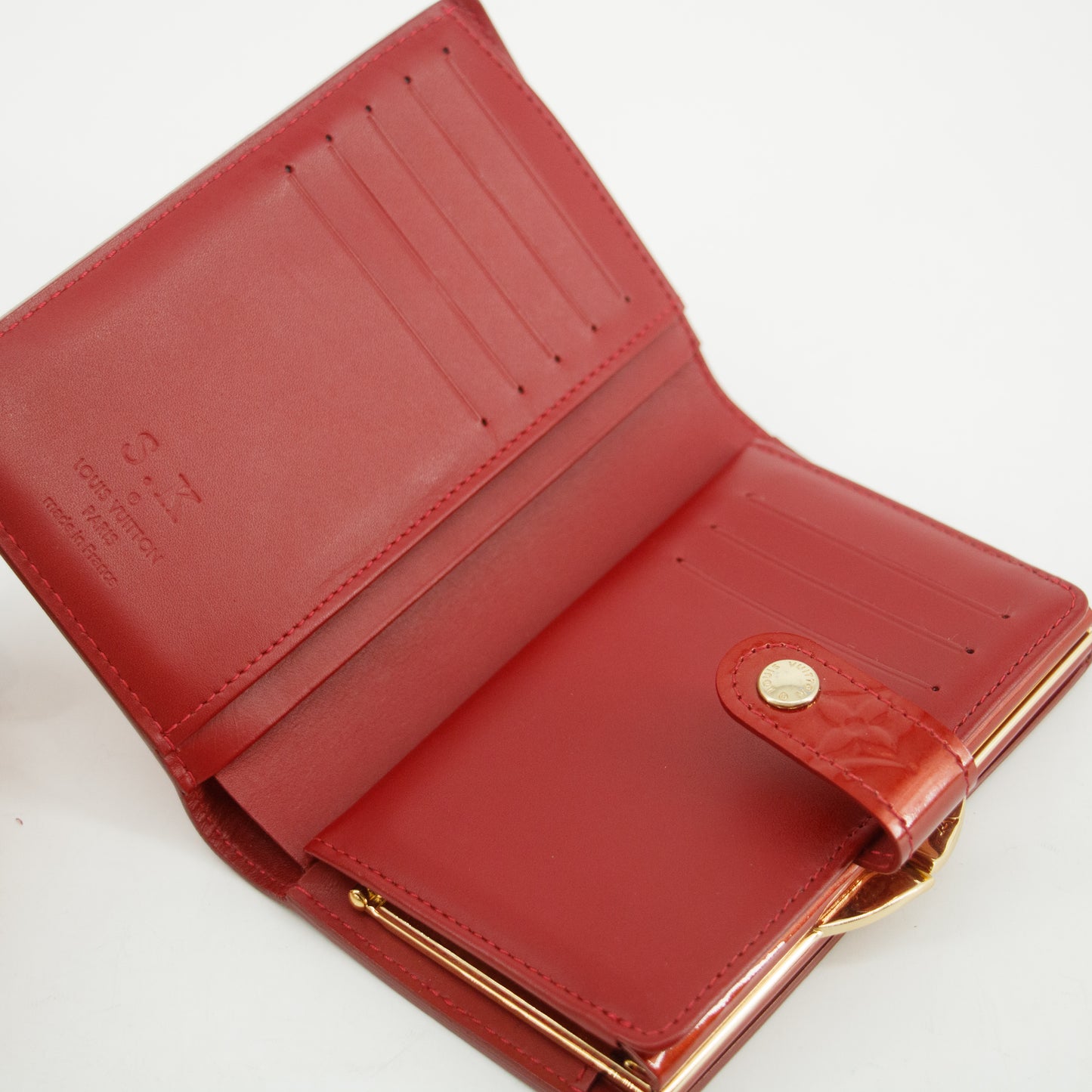 Louis Vuitton Red Vernis Kisslock Wallet Patent #3246