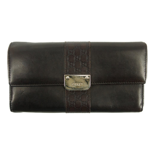 Gucci GG Guccisima Brown Leather Long Continental Wallet #3300