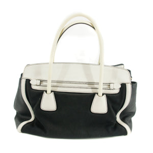 Prada Bicolor Black x White Trimmed Cuir Canapa Tote Bag #3308