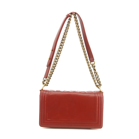 Chanel Red Lambskin Boy Shoulder Bag Series 15  #3335