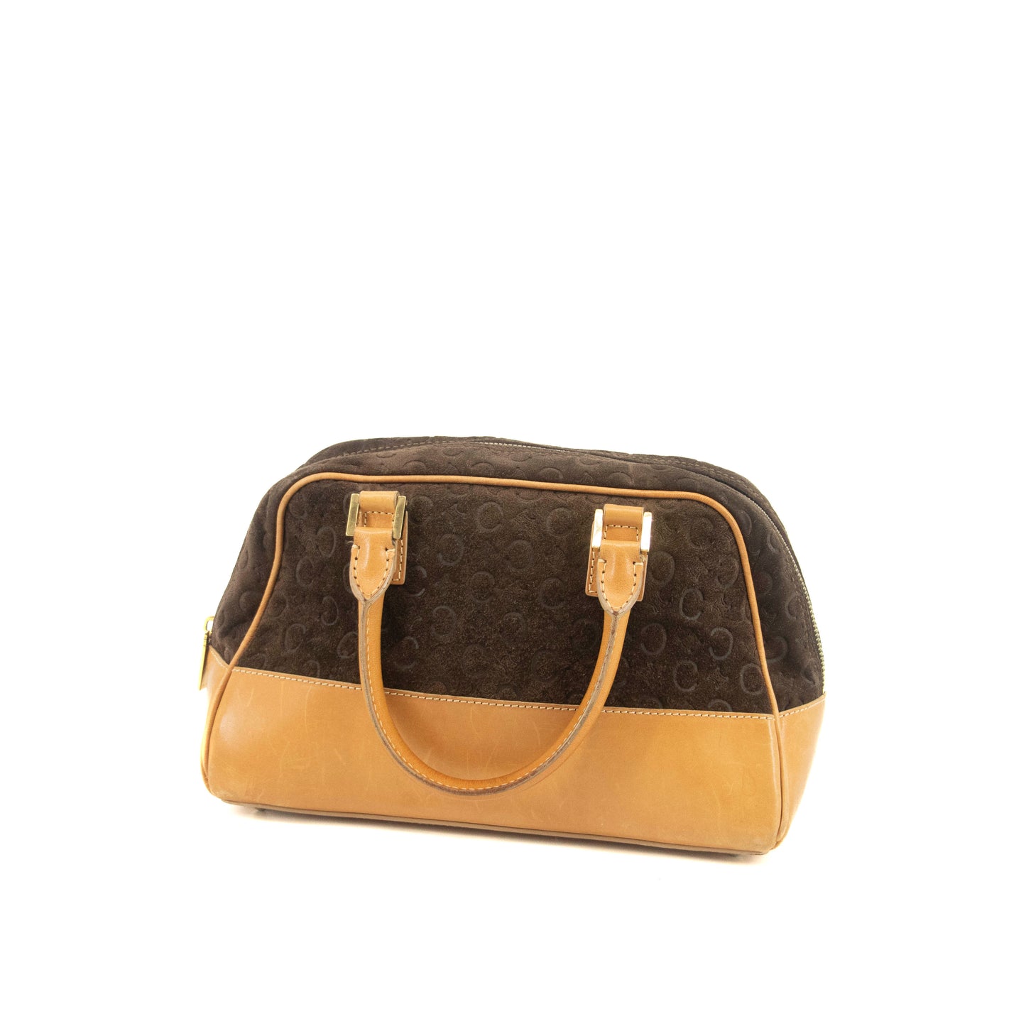 Celine Brown Suede Leather Mini Boston Bag #3563