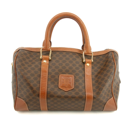 Celine Macadam Brown PVC x Leather Mini Boston Bag #3591