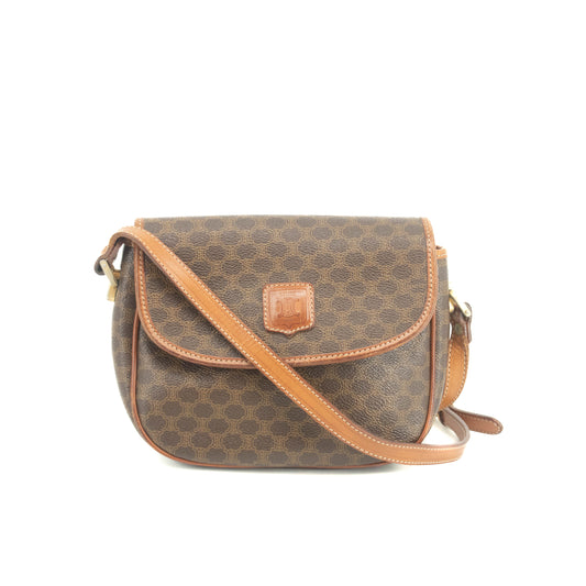 Celine Macadam Brown PVC x Leather Shoulder Bag #3593