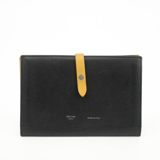 Celine Medium Leather Colorblock Pattern Multifunction Wallet Black #3594