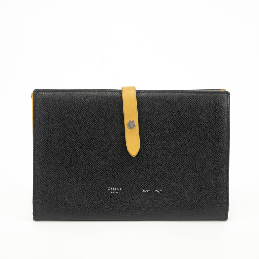 Celine Medium Leather Colorblock Pattern Multifunction Wallet Black #3594
