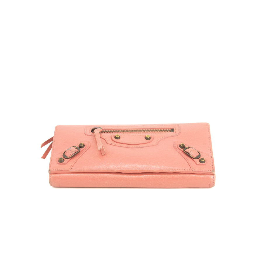 Balenciaga Pink Leather Continental Long Wallet #3691