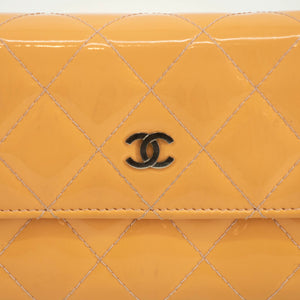 Chanel CC Cocomark Patent Orange Long Wallet #3694