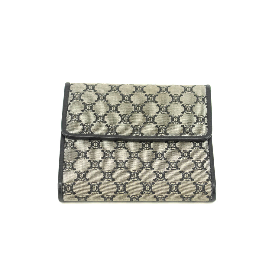 Celine Macadam Grey Canvas Compact Wallet #3705